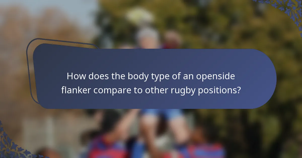 How does the body type of an openside flanker compare to other rugby positions?